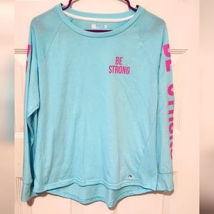 XERSION Girl's Long Sleeve Shirt High - Low Bottom Size 20.5 Blue